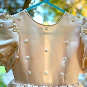 Professional seamstress handmade. , heavy ivory Duchess satin dresses children